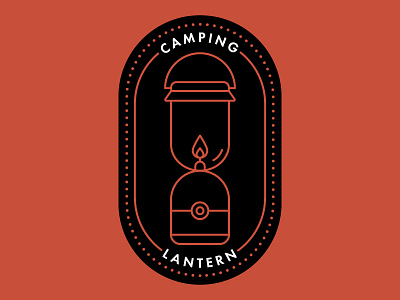 Camping Lantern Badge badge camping design flame gas gear label lamp lantern line art patch vector