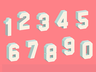 3D Block Numbers 3d block design fun numbers one retro school typeface vector vintage zero