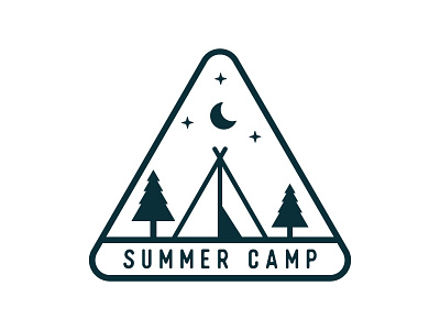 Summer Camp Triangle Badge badge camp camping illustration label logo patch pine tree scout tent triangle vector