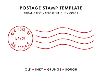 Postage Stamp Template Set badge branding design editable grunge illustration inky label logo mail old patch postmark retro rough seal stamp template vector vintage