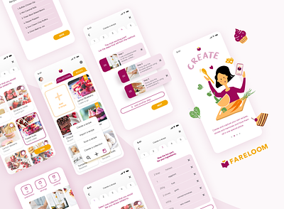 Fareloom - Cooking and creating recipes Mobile App baking baking app baking mobile cooking cooking app cooking logo fareloom food food app food illustrations mobile app mobile design mobile interface product design softwarehouse uiuxdesign