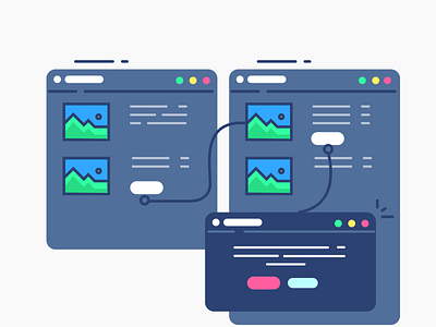 Click through prototypes - custom vector graphics illustation interaction design uiux uiux design