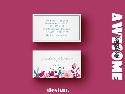 Floral Business Card Template branding business business card businesscard card creative design elegant floral floral design identity logo modern template typography