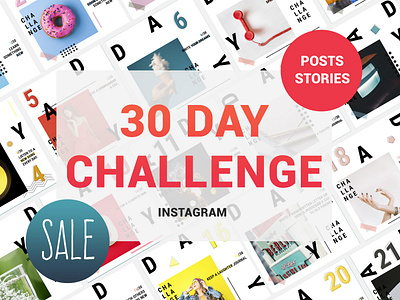 30 Day Challenge Instagram Posts & Stories 30 day challenge 30 days challenge instagram instagram design post posting stories template