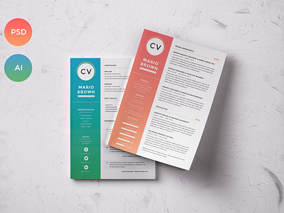 Resume Template | CV 3 pages resume cv gradient print ready resume resume clean resume cv template template design