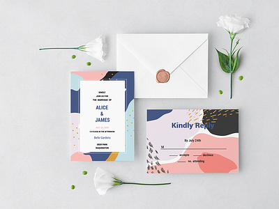 Memphis Wedding Invitation Set