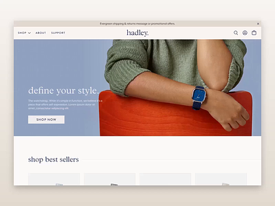 hadley site design ecommerce shopify ui ui design ui motion ux ux design web design
