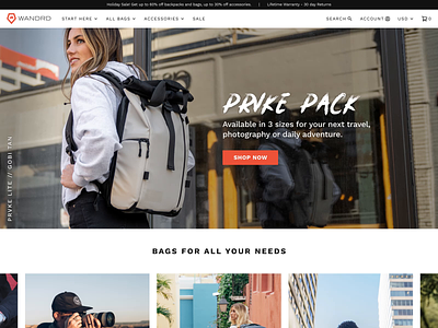 WANDRD Homepage ecommerce shopify ui ui design ux ux design web design