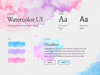 Watercolor UI Style Tile design ui ui design web design