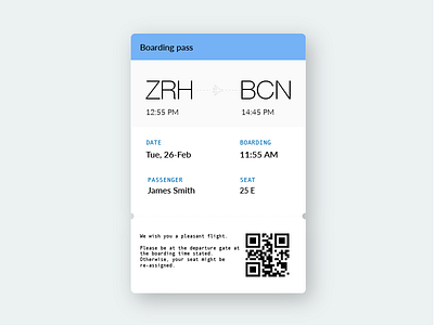 Boarding pass - Daily UI 024 boarding card dailyui plane ui ux