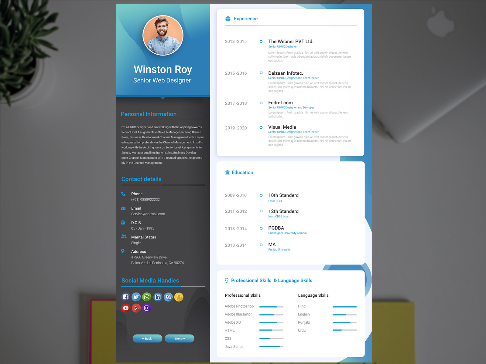 Resume design by azeem on Dribbble