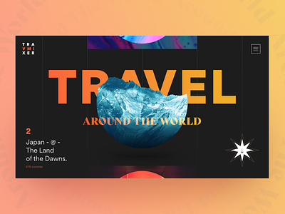 Travmixer - travel agency 3d around the world brutal colorful concept design earth fullpage japan landing matid mountain page promo travel travel agency traveling ui web website
