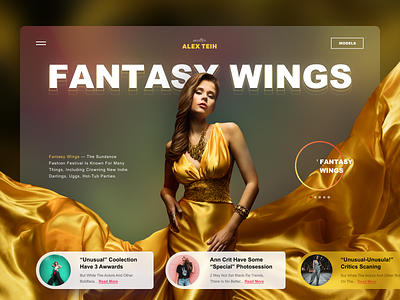 Fantasy Wings collection promo blur concept design fashion fashion design fullpage matid model promo ui web website yellow
