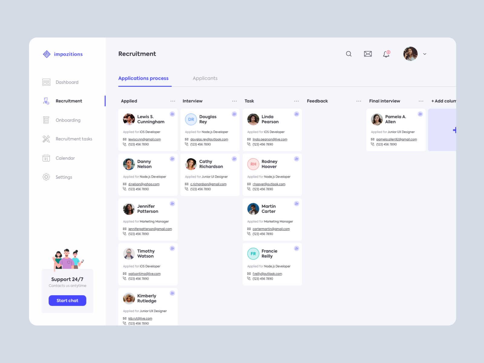 Recruitment Dashboard #2 - UI by Paulina Szmid on Dribbble