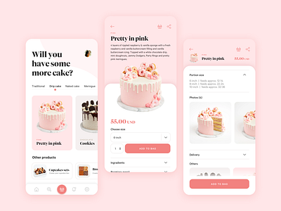 Cakes - UI mobile app cake design ecommerce pink ui
