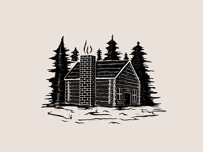Cabin in the woods by Austin Moncada cabin camping camping drawing cozy cozy cabin forest great outdoors hand crafted hand drawn illustration inking lodge outdoor illustration outdoors trees wilderness wilderness illustration wildlife wood cabin woods