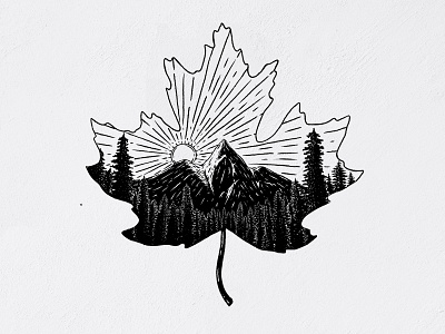 Leaf Illustration by Austin Moncada blackandwhite camping camping drawing forest great outdoors hand drawn illustration leaf mountains wilderness wildlife