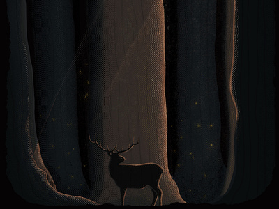 Lonely Deer in the forest Illustration