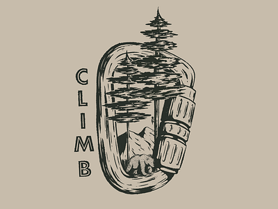 Climbers wildlife illustration -Austin Moncada bear carabiner climb climber climbing forest great out doors hand drawn illustration nature outdoors procreate trees