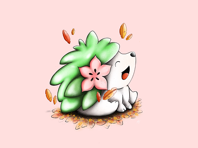 Shaymin Playing in leaves