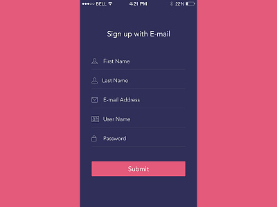 Signup Screen email flat graphics design icon mobile screen responsive signup