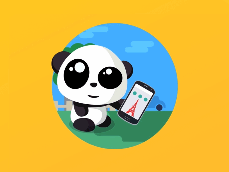 Search by Shake Phone animation app flat graphics html landmarks motion panda phone search slide