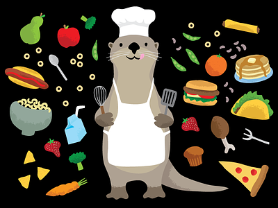 Chef Otter breakfast chef cooking food illustration lunch otter