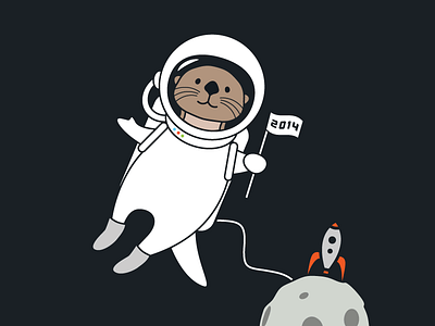 Otter Astronaut astronaut character moon otter rocket