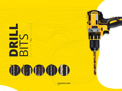 Drill Bits - One Page Web Design construction drill drill bits iron machine metal pattern simple design style trend 2018 yellow