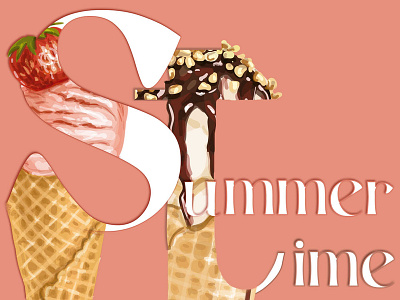 Waiting for the | Typographic illustration design flat icecream illustration illustrator cc summer typography vector