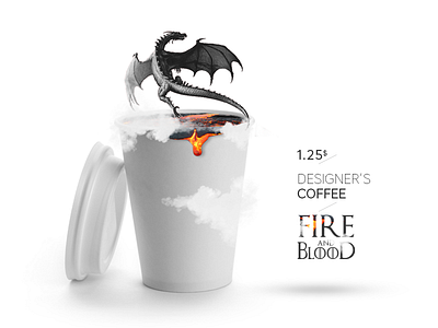 Designer's Coffee blood coffee cup deadline designer dragon fire monday paper