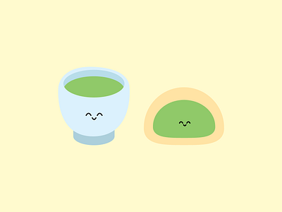 Pair of Matcha buns character cute dessert food greentea illustration illustrator matcha