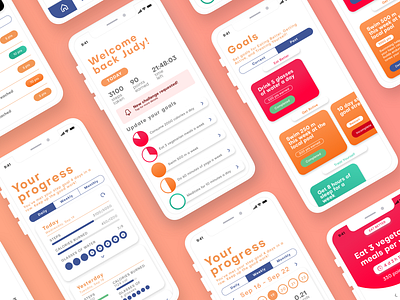 Carrot App Redesign app app concept app dashboard app design app home screen card carrot challenges data fitness graphs notification points points history redesign step goal tab design tabs toast tracking