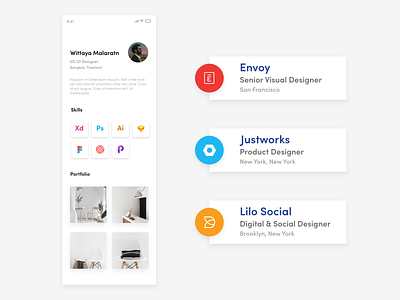 Job Profile Screen adobe xd app design ios job ui ux