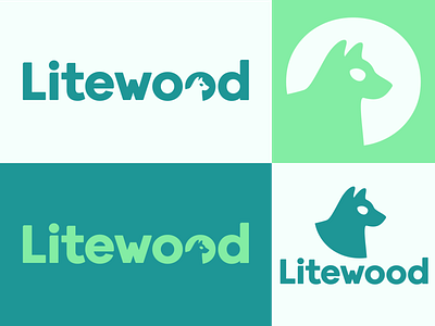 Litewood logo branding design dog flat logo logotype vector wolf