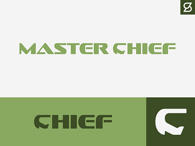 Master Chief logo concept branding halo helmet icon illustrator logo master chief typography vector wordmark