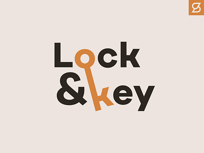 Lock & Key logo concept branding gold icon key lock logo smile smiley face typography