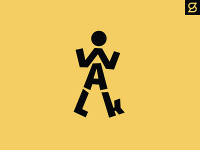 Walk logo concept branding design lettering logo stick figure typography vector walk