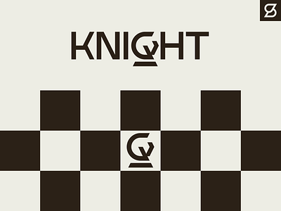 Knight logo concept black and white branding checkerboard chess design illustrator knight logo vector
