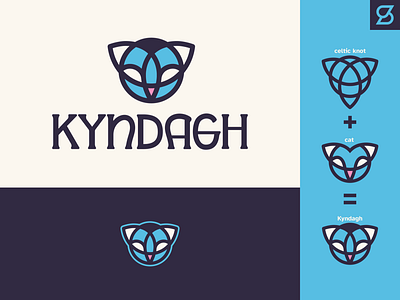 Kyndagh logo branding cat celtic irish knot kyndagh logo ocelot stained glass vector