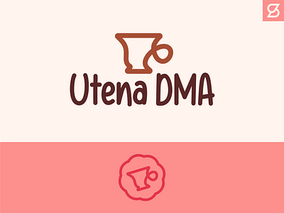 Utena DMA logo branding cafe cute flat design handle illustrator logo loop pink tea teacup vector