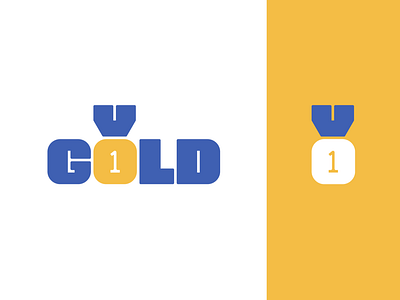 Peachtober day 11: Gold 1 branding design gold lettermark logo medal one typography