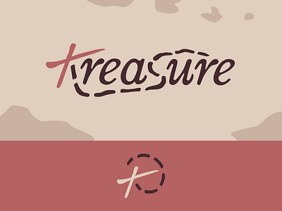 Peachtober day 13: Treasure branding design dotted line logo map pirate treasure typography vector x
