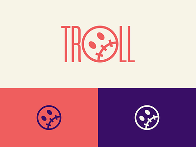 aTROLL logo branding design logo smiley stitches vector