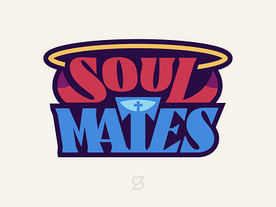 Soul Mates logo branding cross demon design eye halo heaven hell logo title vector