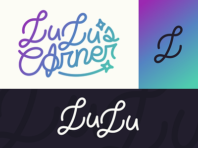 LuLu's Corner branding gradient logo planet ring saturn space star typography vector