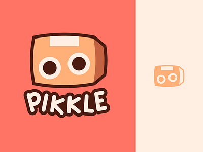 Pikkle Logo box branding cardboard box cartoon comic design eyes googly eyes logo typography