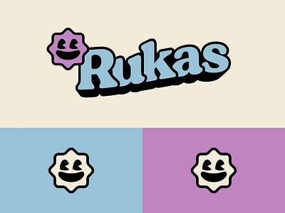 Rukas 30s branding logo retro rubberhose smile smiley face sticker sun typography vector