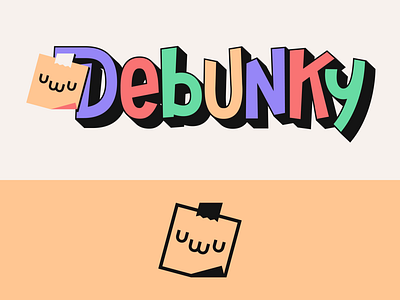 Debunky logo branding logo post it note sebm sticky note tape typography uwu vector