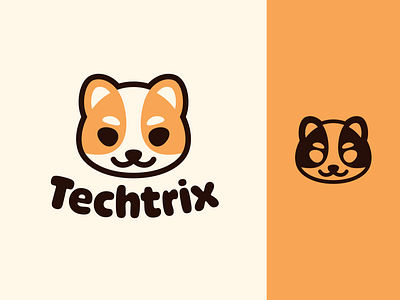Techtrix logo branding corgi dog doge logo sebm shiba inu